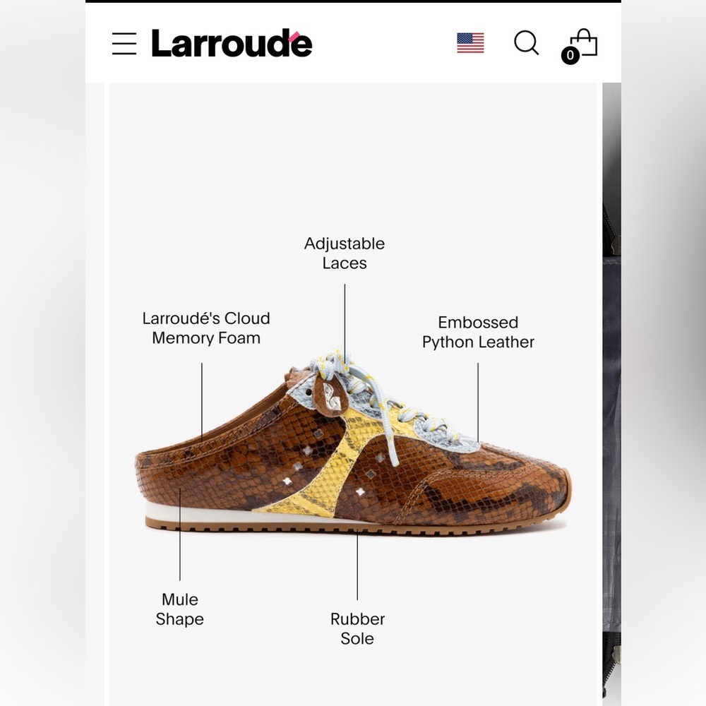 Larroude Brown and Yellow Python Printed Mules - image 2